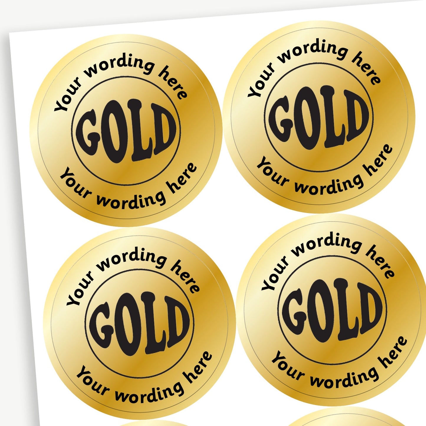 Personalised Metallic Gold Stickers - 37mm