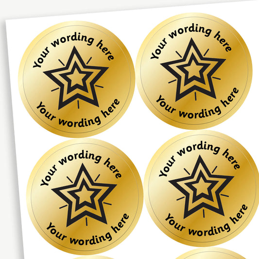 Personalised Metallic Gold Star Stickers - 37mm