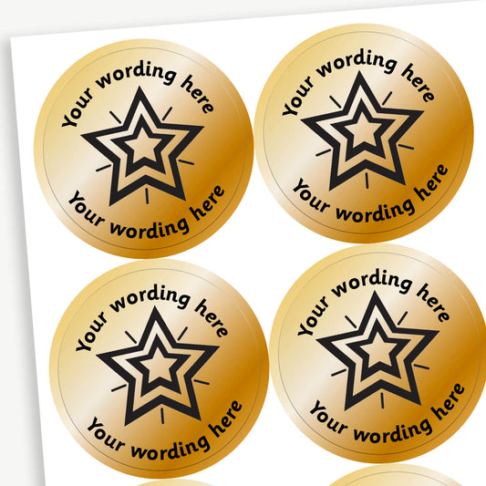 Personalised Metallic Bronze Star Stickers - 37mm