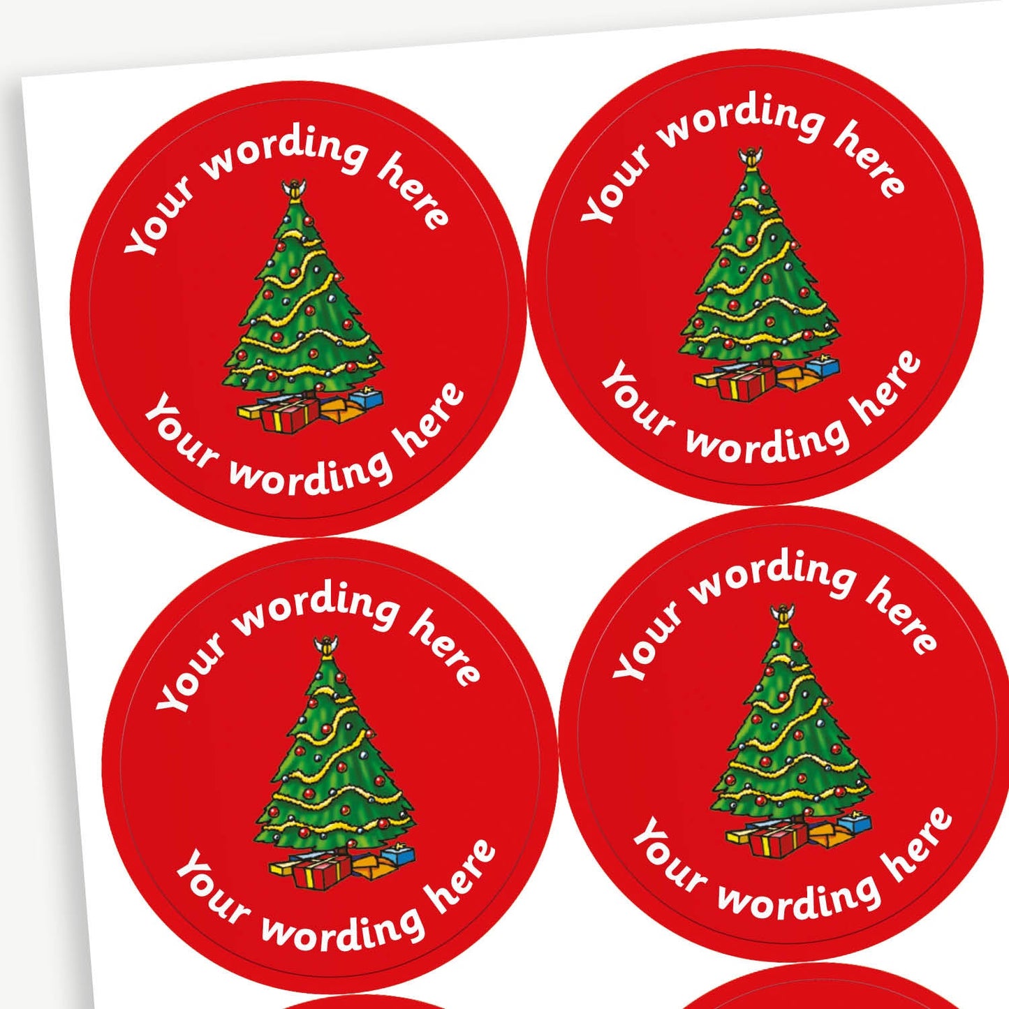 35 Personalised Traditional Christmas Tree Stickers - 37mm