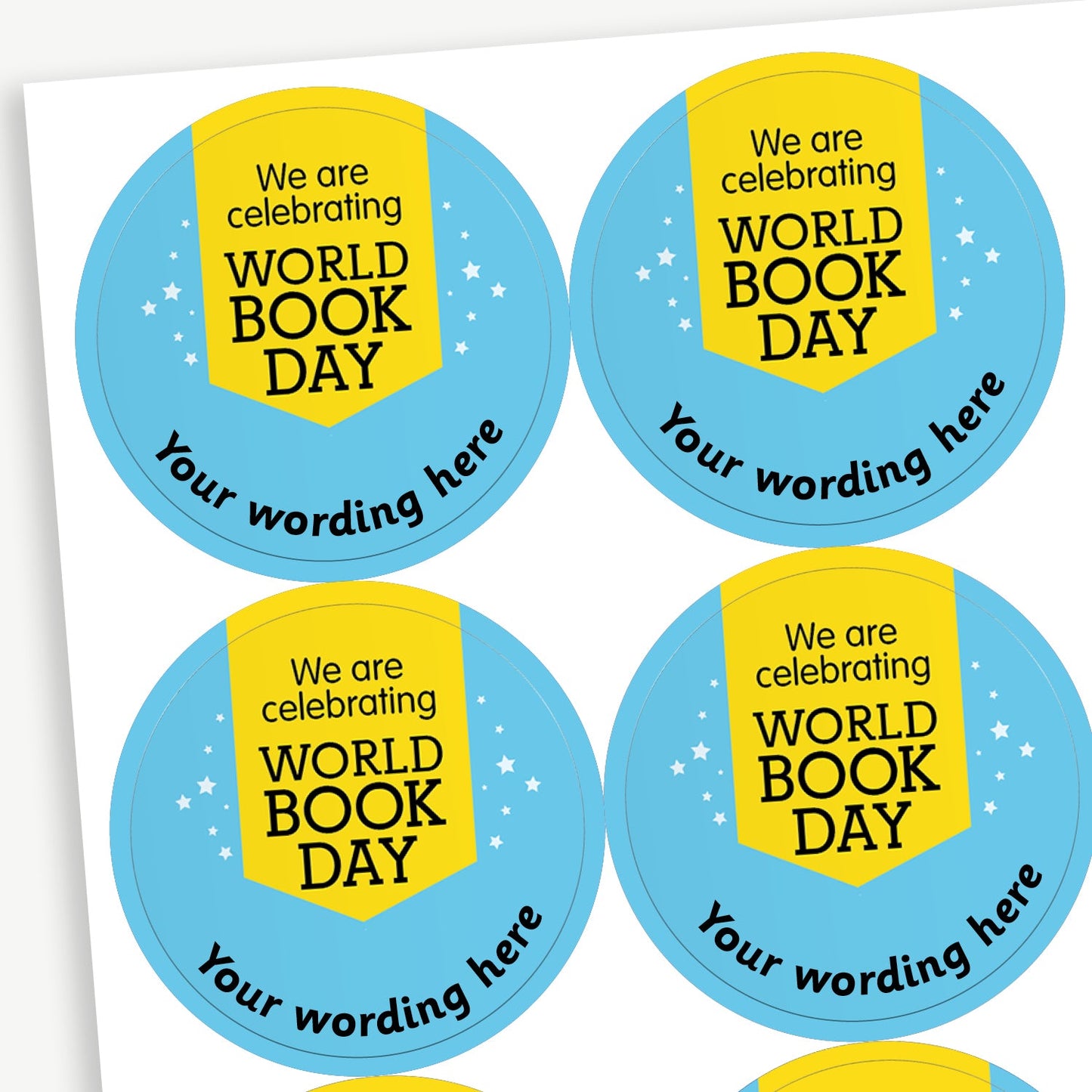 35 Personalised World Book Day Stickers - 37mm