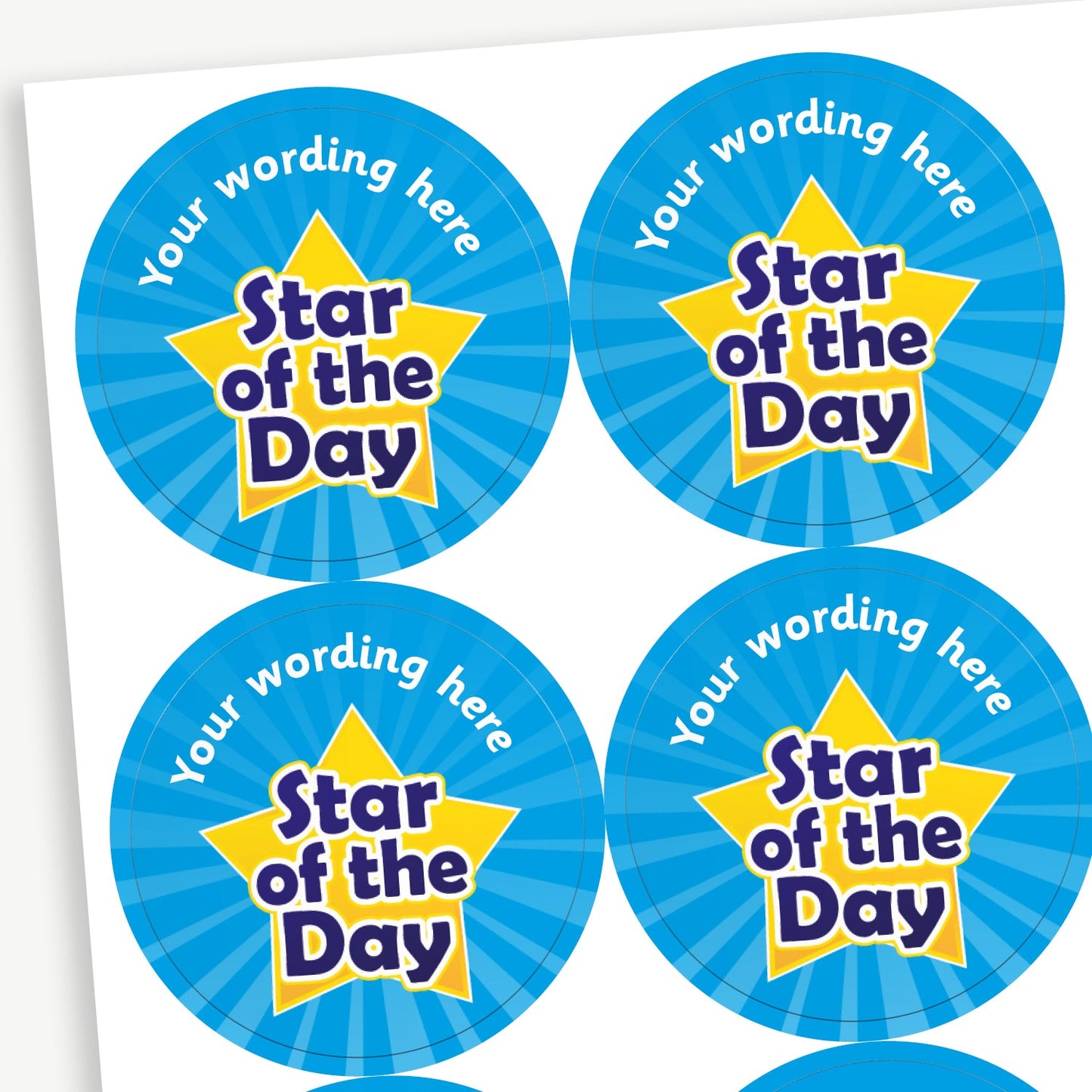 35 Personalised Star of the Day Stickers - 37mm
