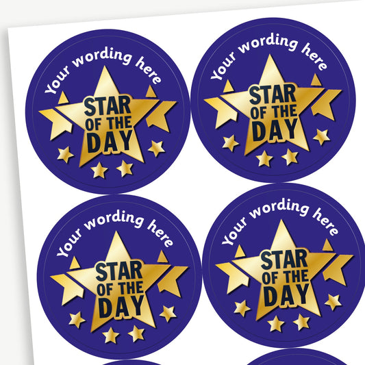 35 Personalised Star of the Day Star Stickers - 37mm