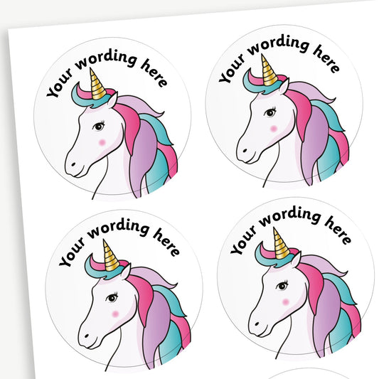 35 Personalised Unicorn Stickers - 37mm