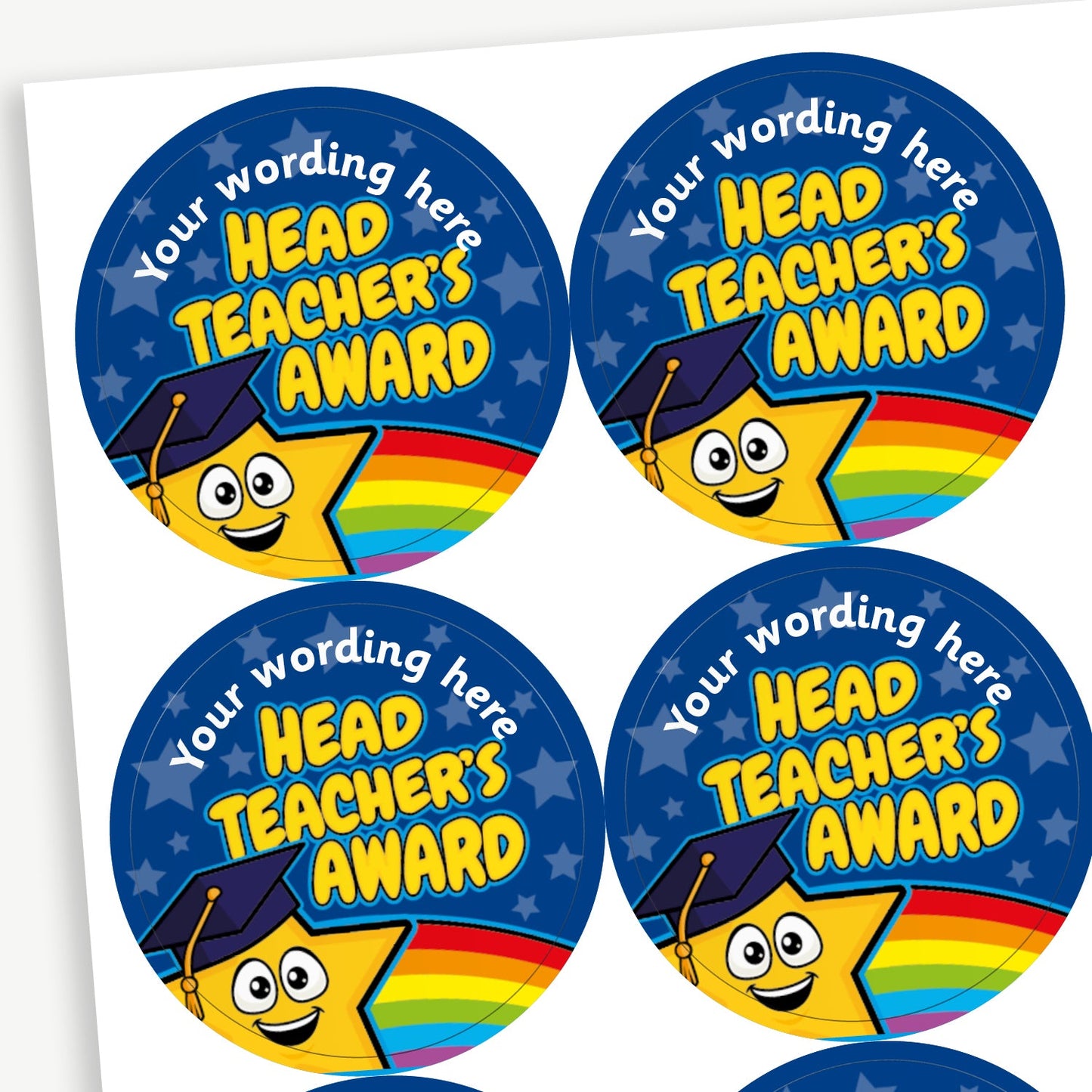 35 Personalised Head Teacher's Award Stickers - 37mm