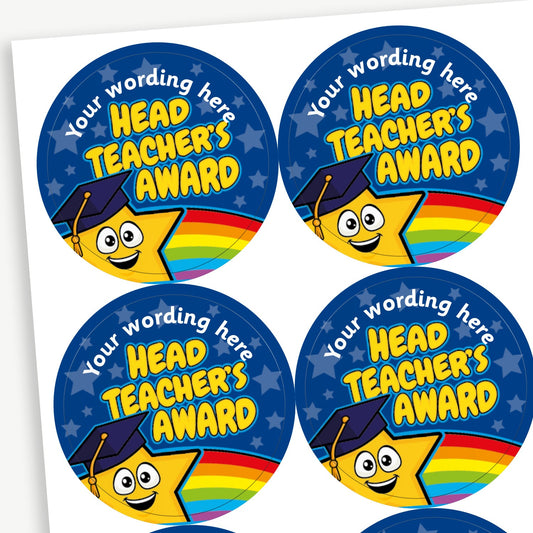 35 Personalised Head Teacher's Award Stickers - 37mm