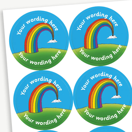 35 Personalised Rainbow Stickers - 37mm