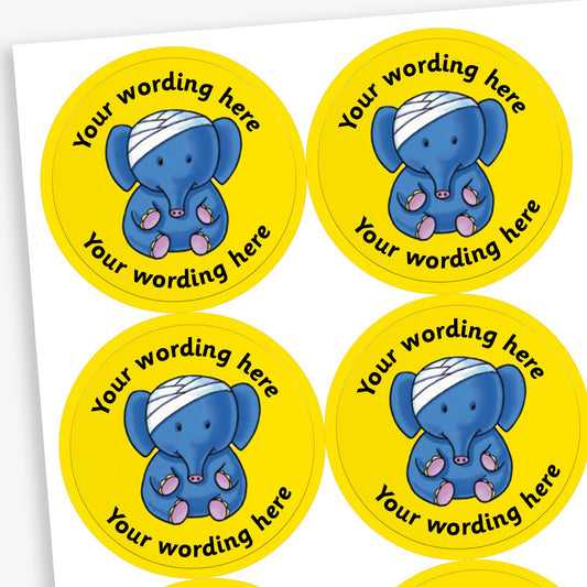 35 Personalised Accident Elephant Stickers - 37mm