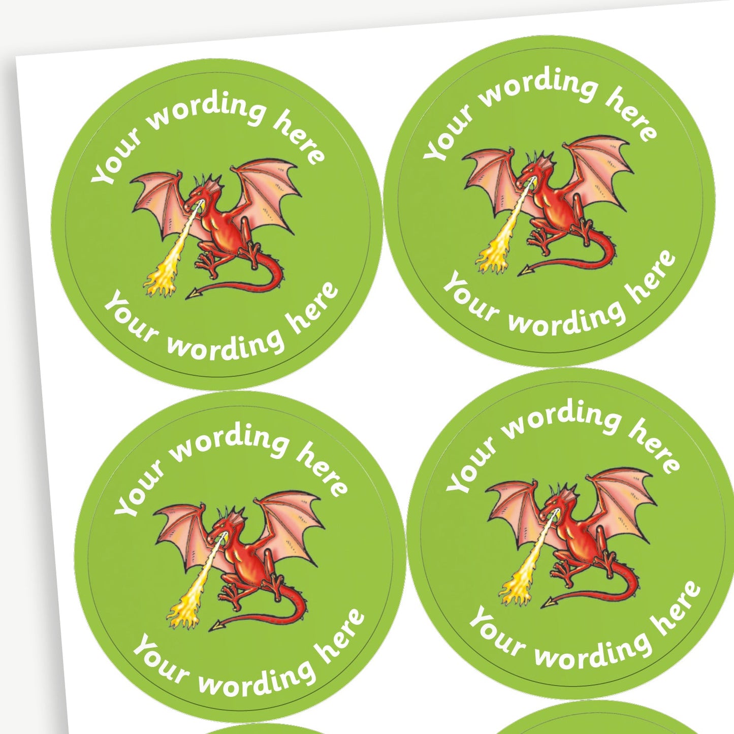 35 Personalised Dragon Stickers - 37mm