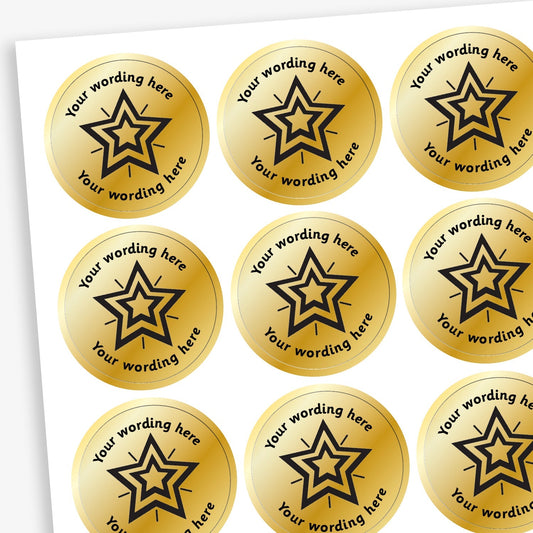 Personalised Metallic Gold Star Stickers - 25mm