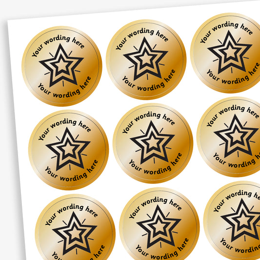 Personalised Metallic Bronze Star Stickers - 25mm