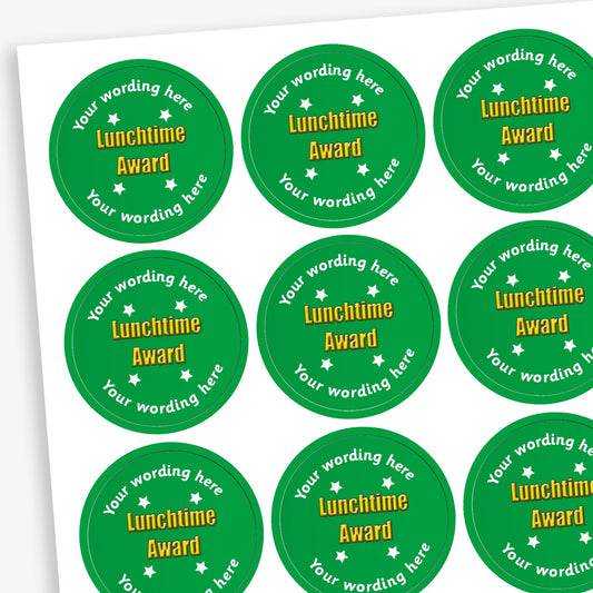 70 Personalised Lunchtime Award Stickers - 25mm