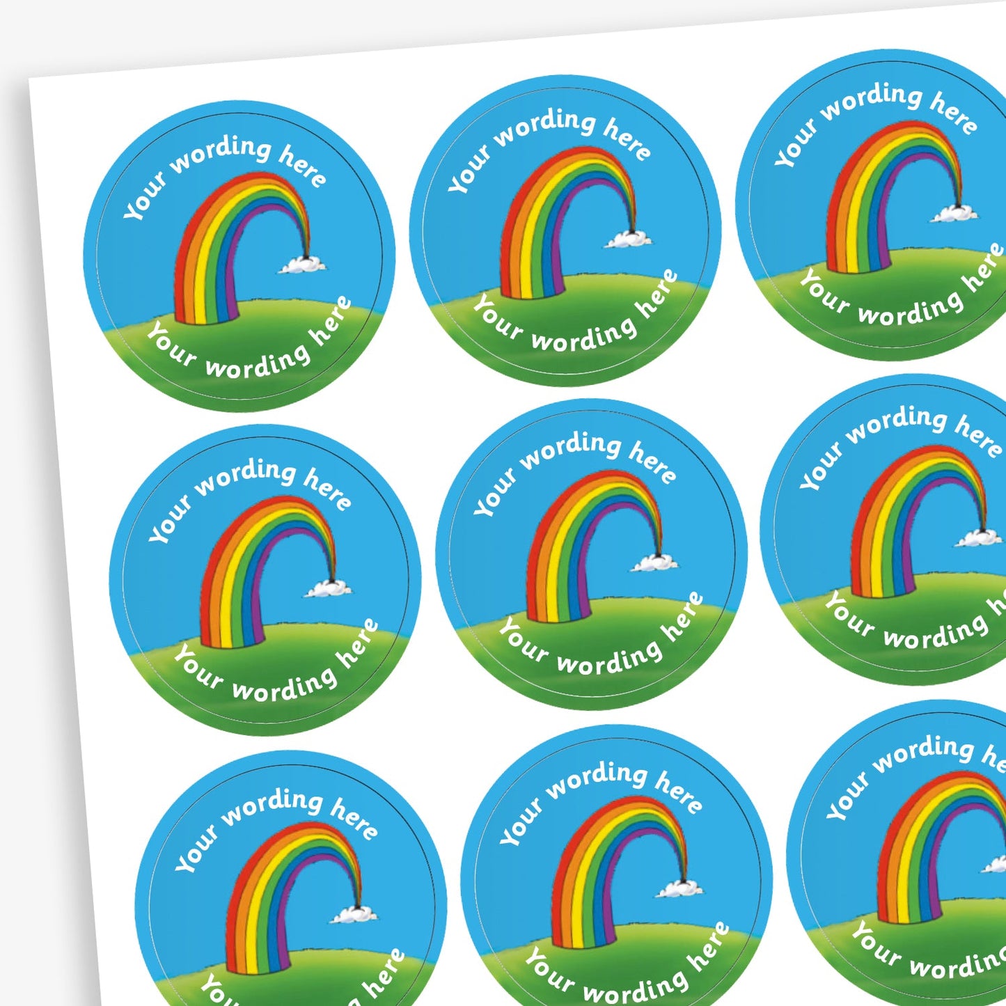 70 Personalised Rainbow Stickers - 25mm