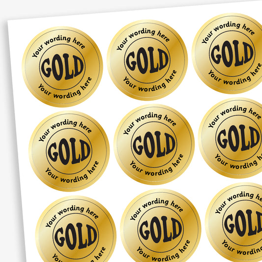 Personalised Metallic Gold Stickers - 25mm