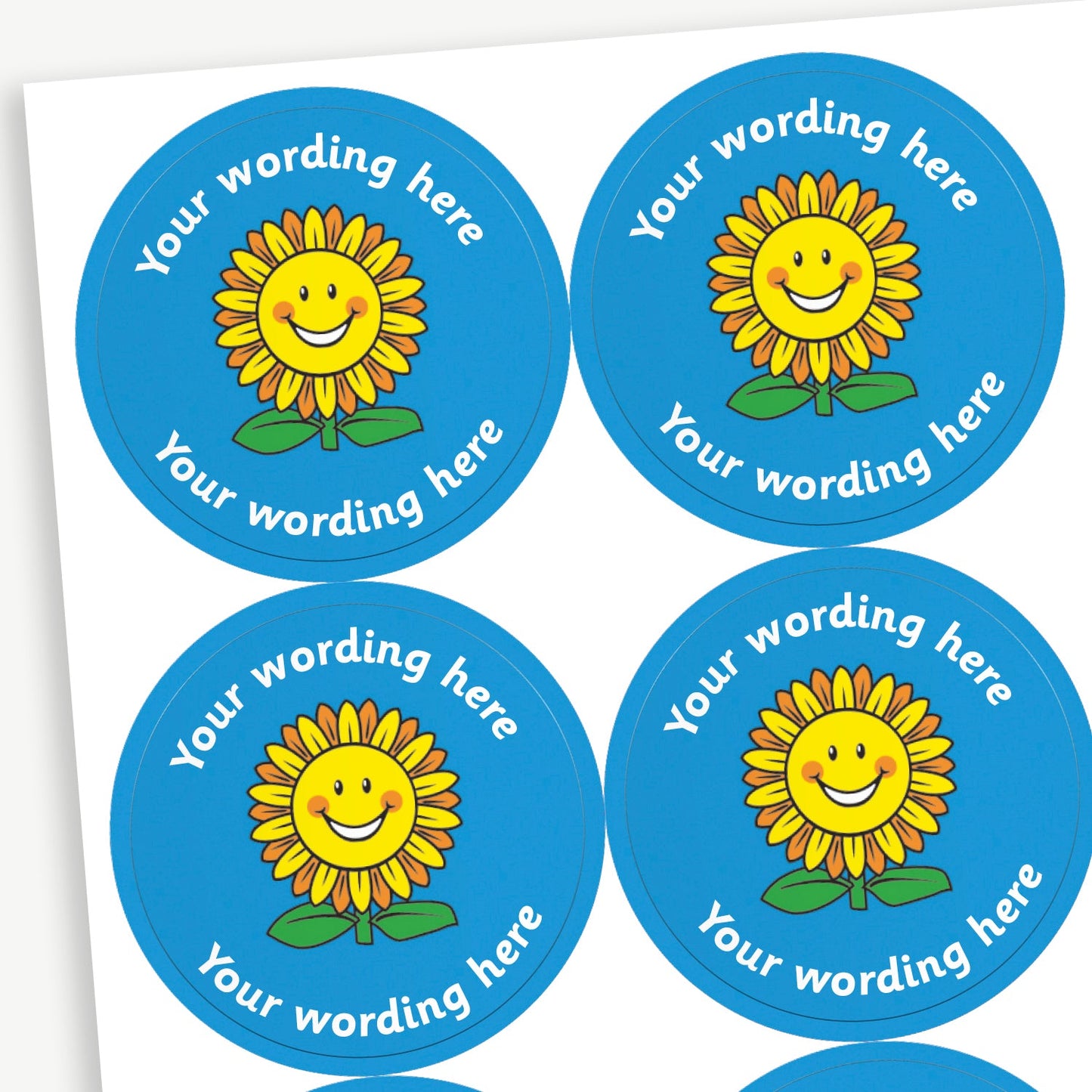 35 Personalised Sunflower Stickers - 37mm