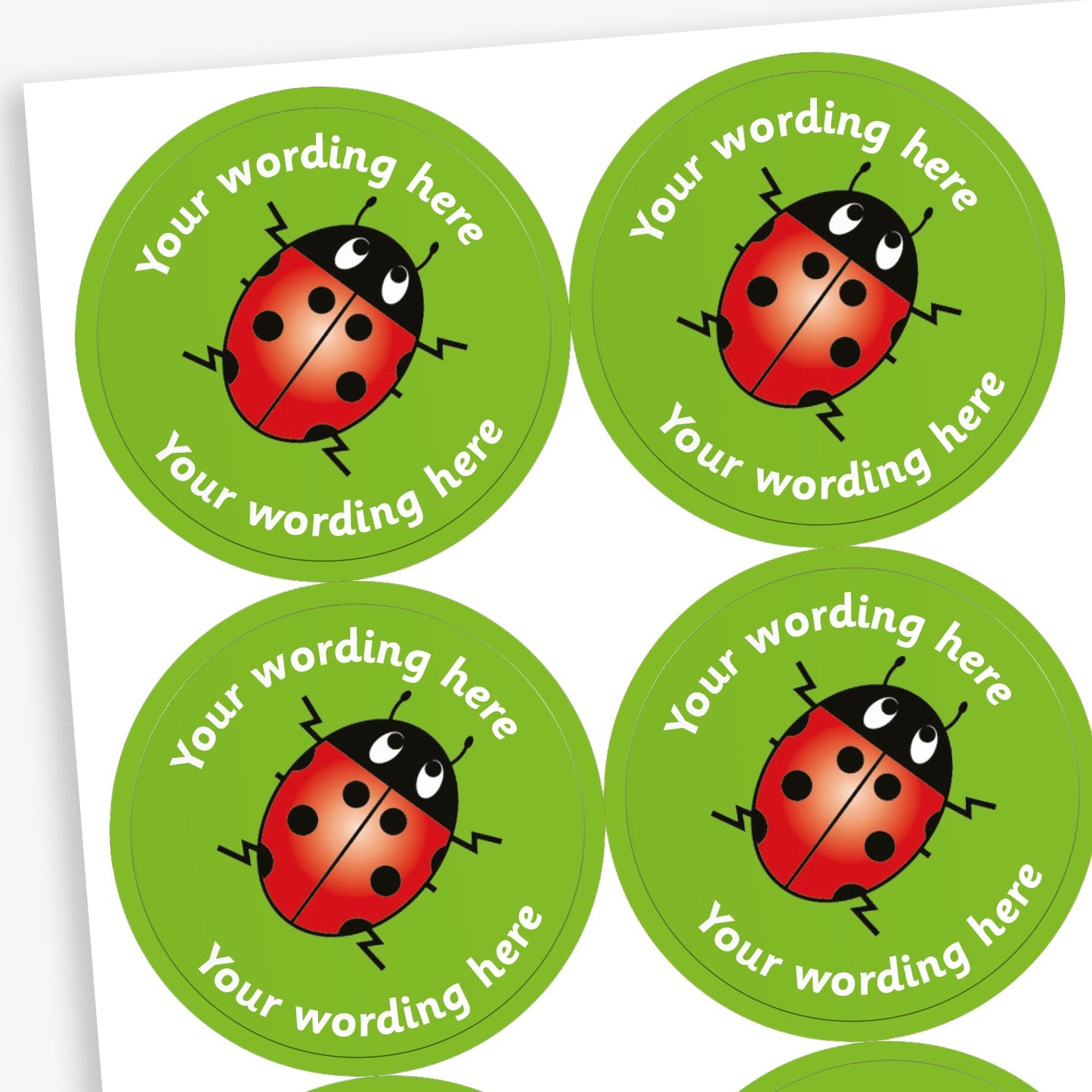 35 Personalised Ladybird Stickers - 37mm