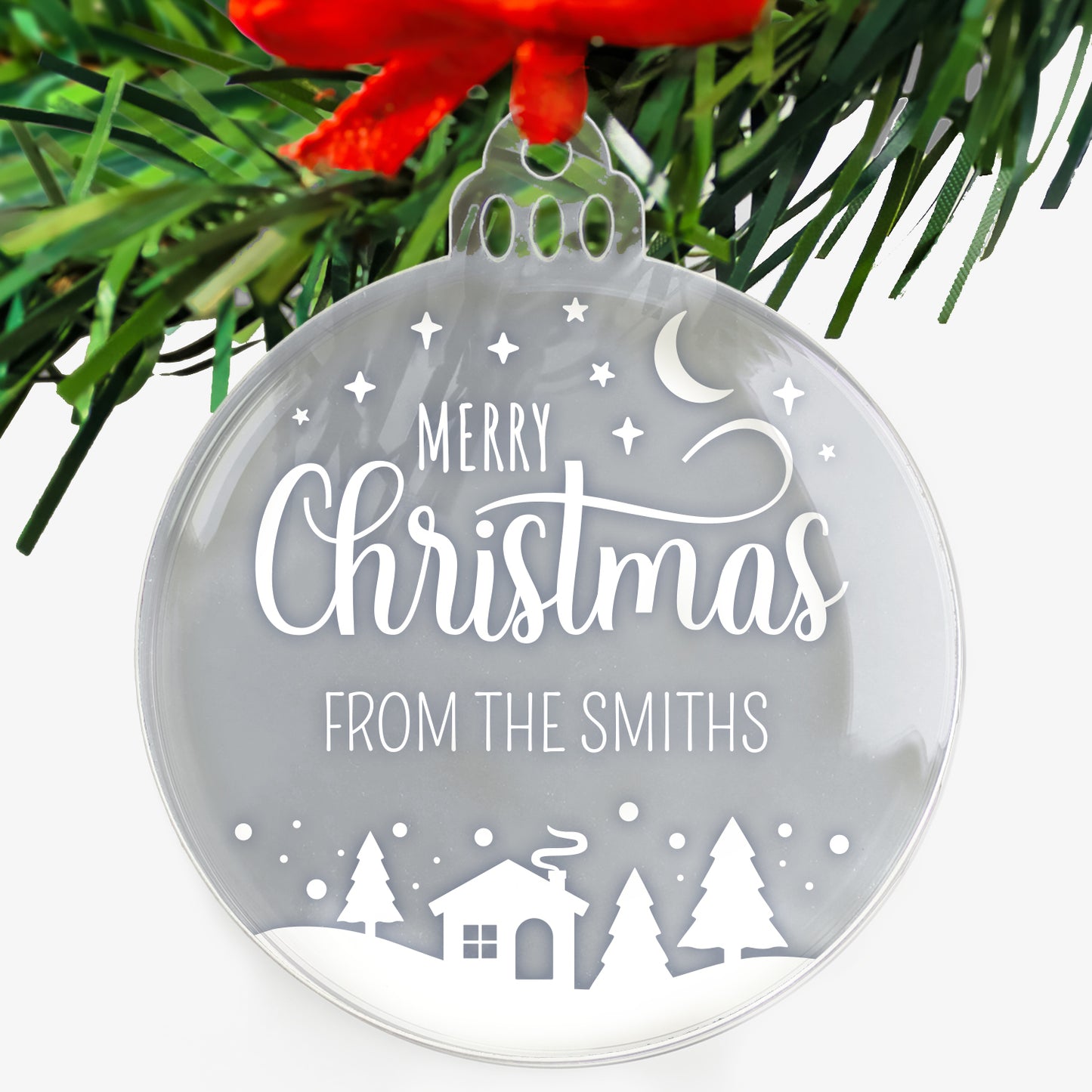 Personalised Merry Christmas Bauble - 75mm