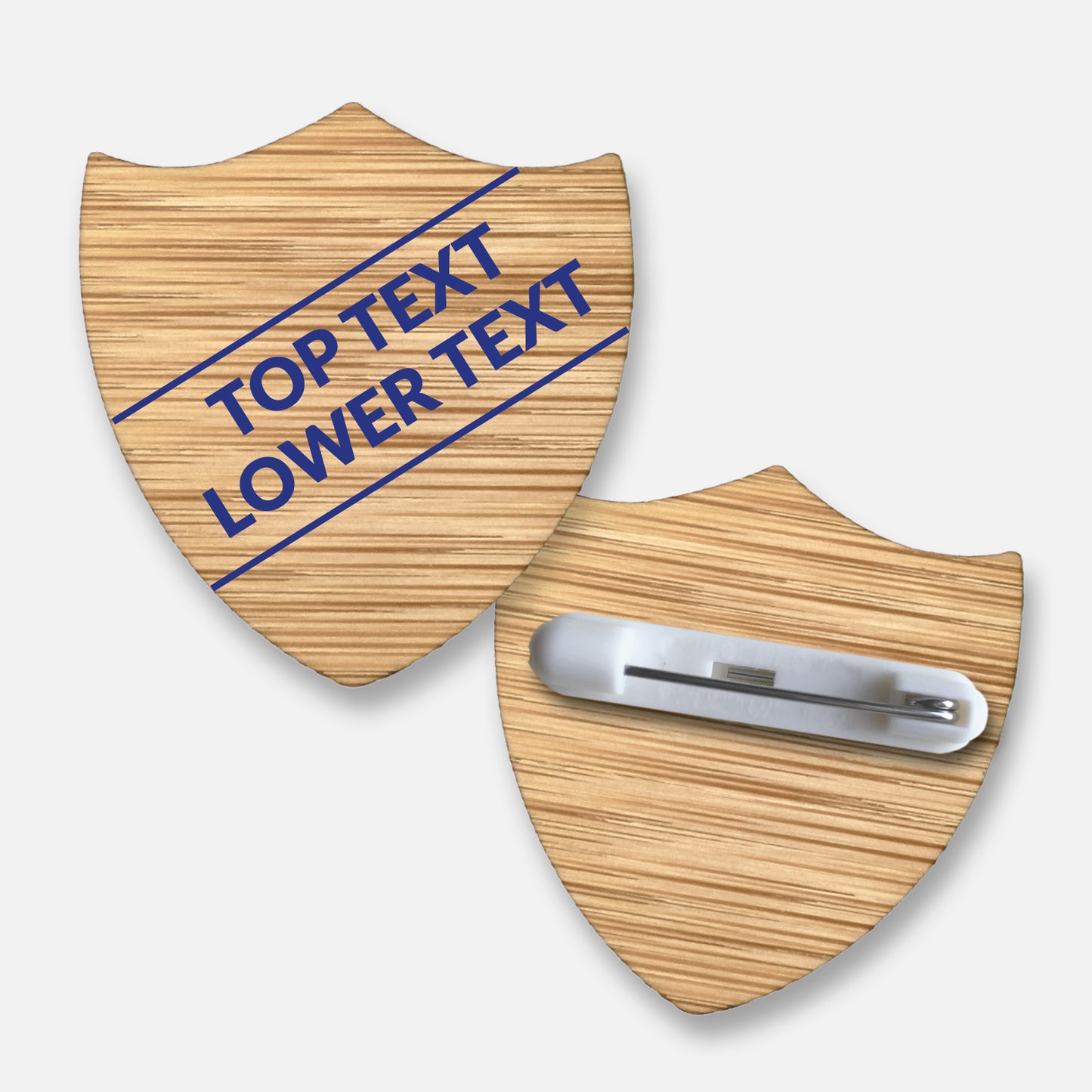 Personalised Bamboo Shield Badge - Double Line