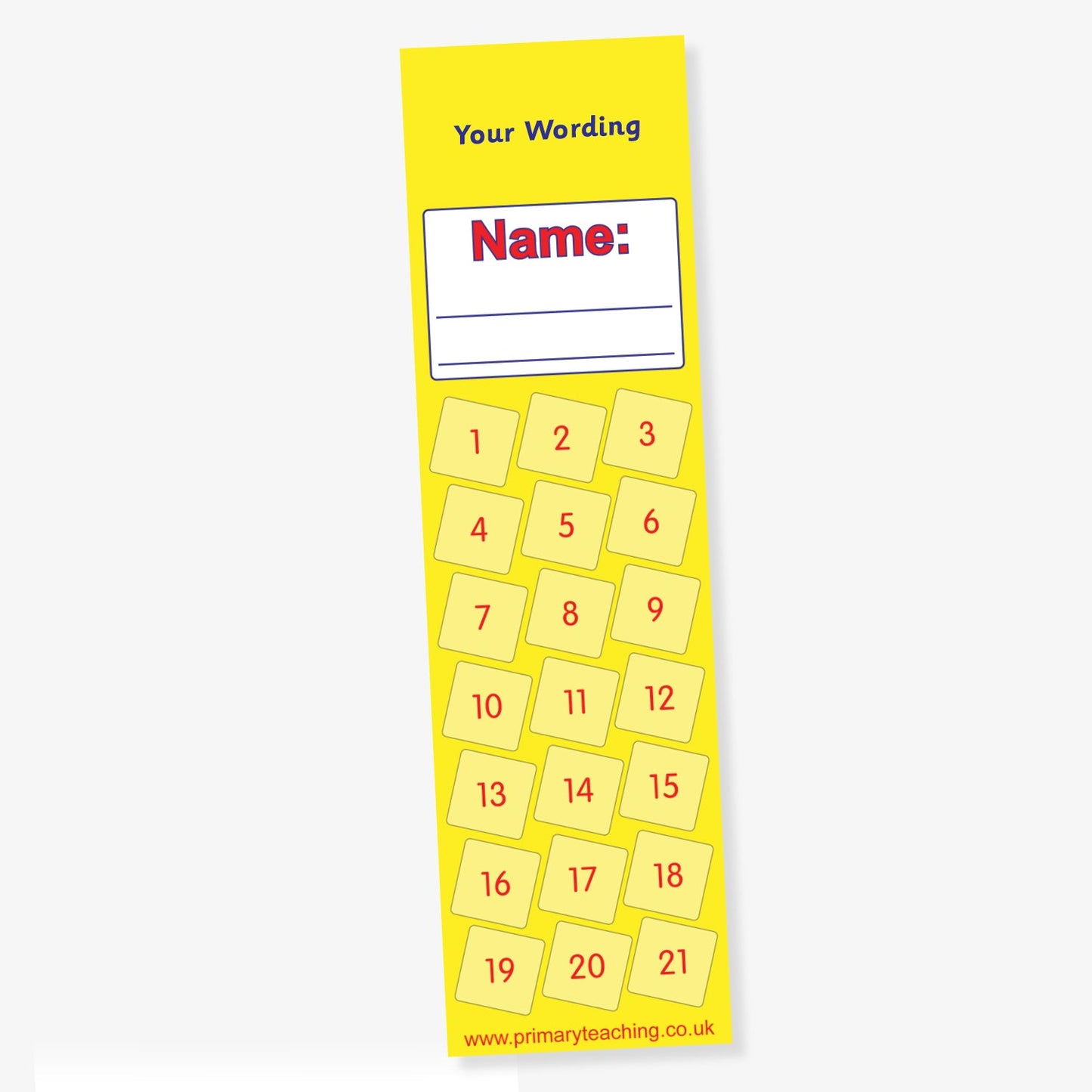 Personalised Bookmark -Yellow