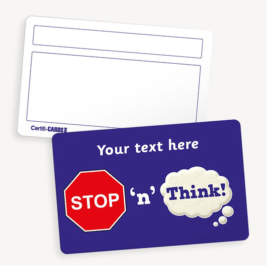 Personalised Stop N Think CertifiCARD