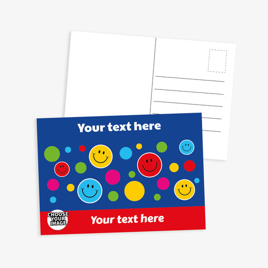 Personalised Happy Smiley Faces Postcard - A6