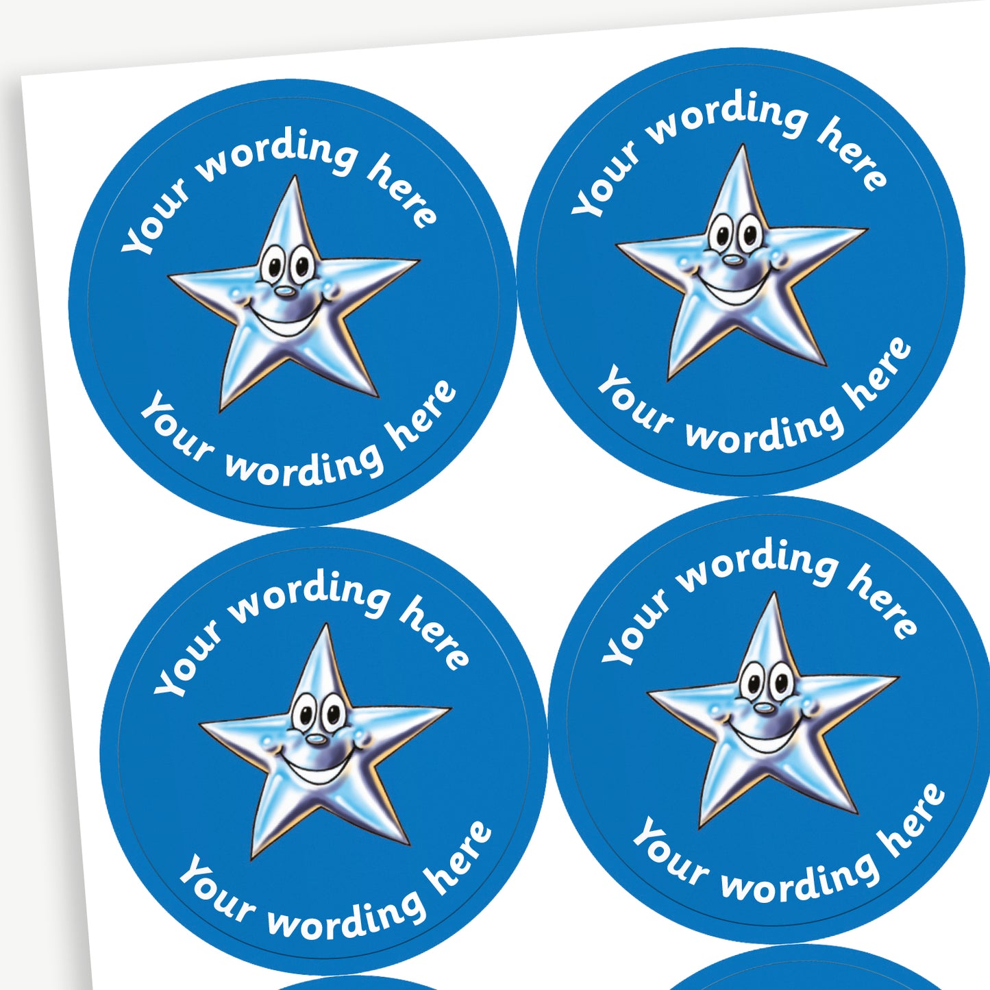 35 Personalised Smiley Star Stickers - 37mm