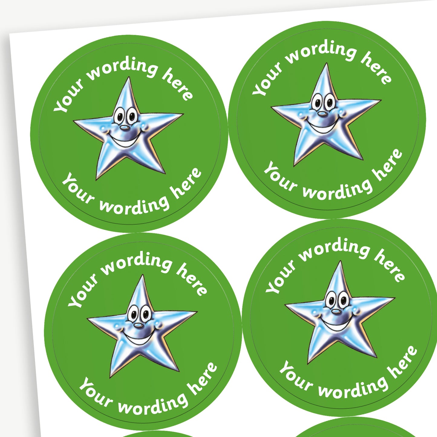 35 Personalised Smiley Star Stickers - 37mm