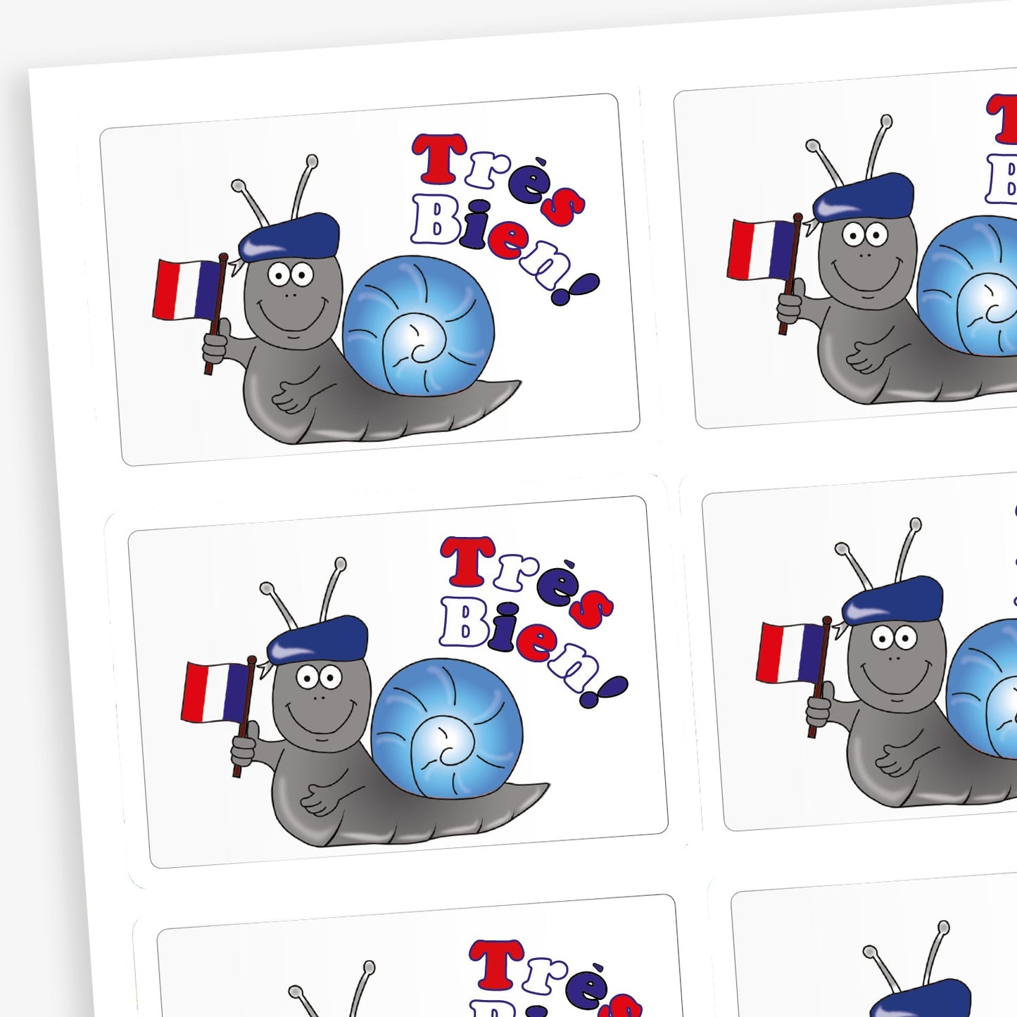 32 French Tres Bien Stickers  - 46 x 30mm