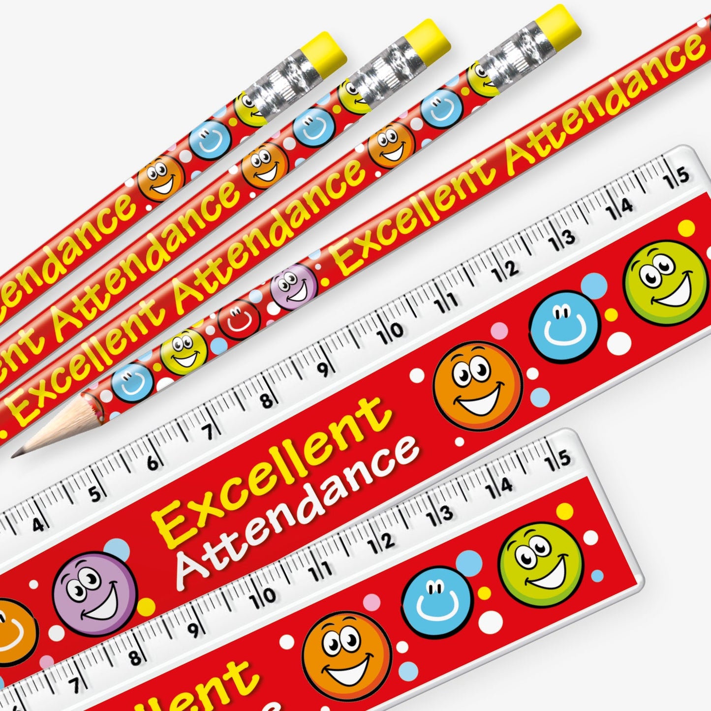 12 Excellent Attendance Pencil and Ruler Bundle