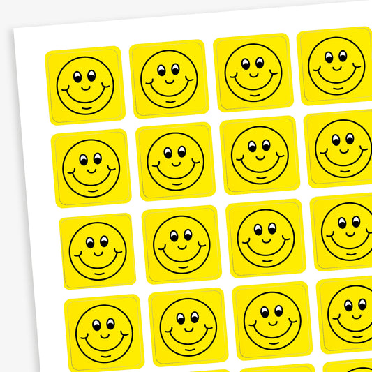 140 Square Smiley Stickers - 16mm