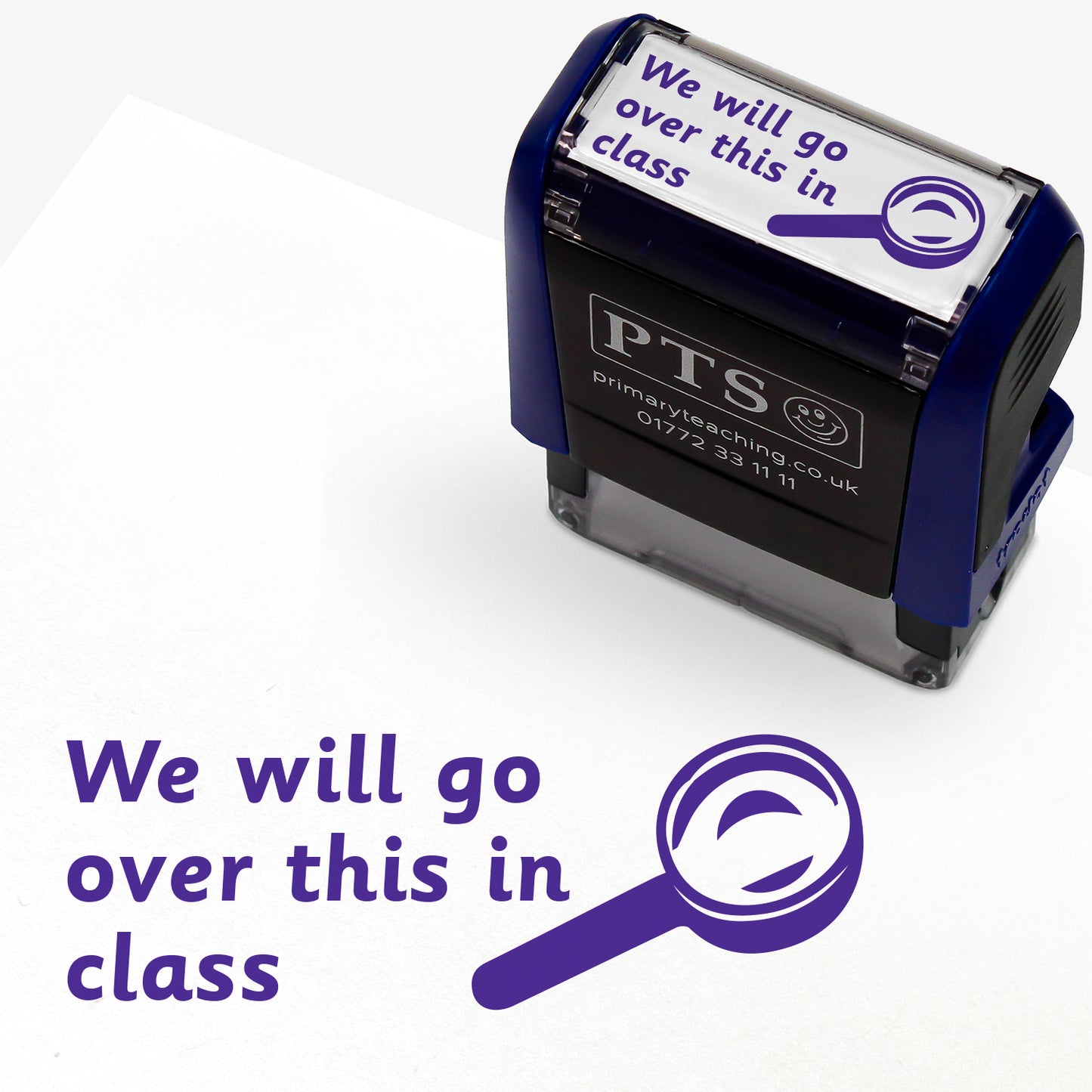 We Will Go Over This In Class Magnifying Glass Stamper - 38 x 15mm