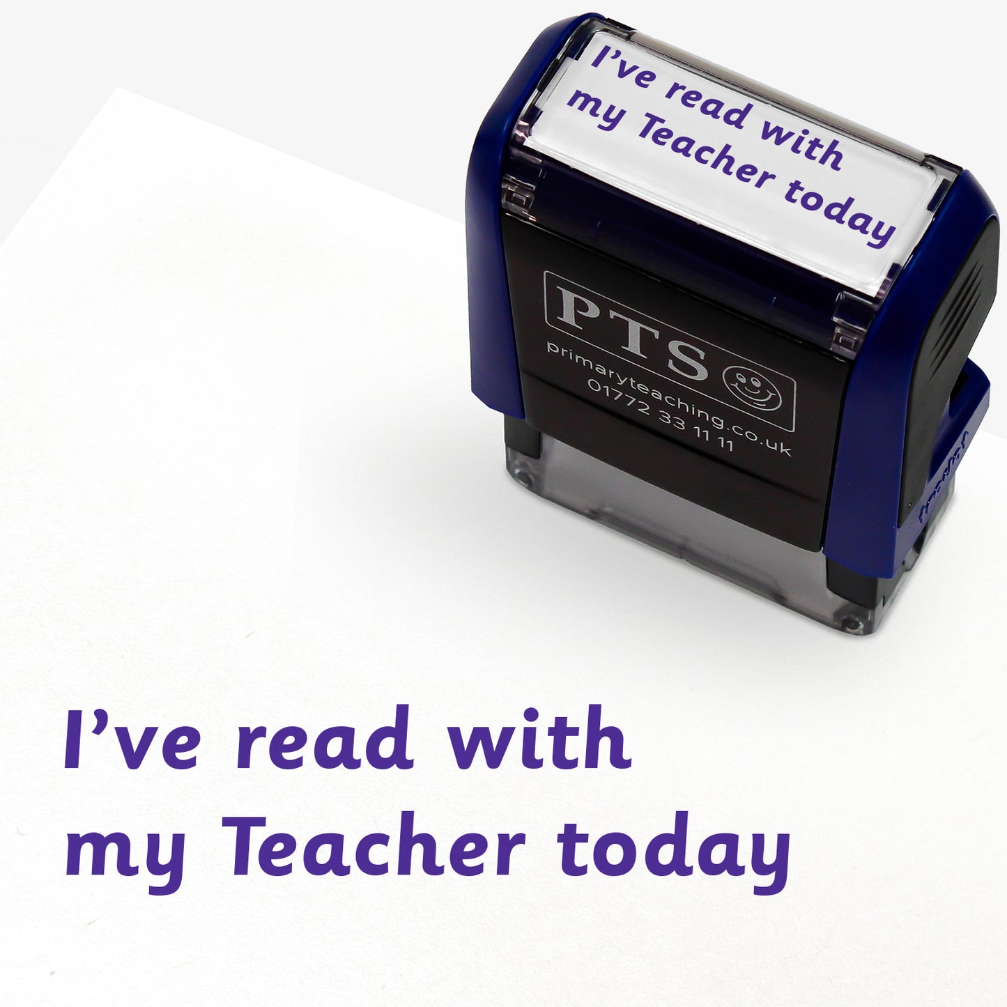 I've Read With My Teacher Today Text Stamper - Purple - 38 x 15mm