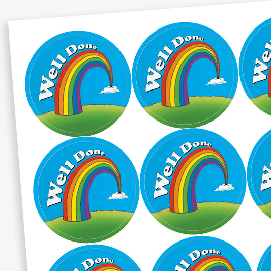 20 Well Done Rainbow Stickers - 32mm