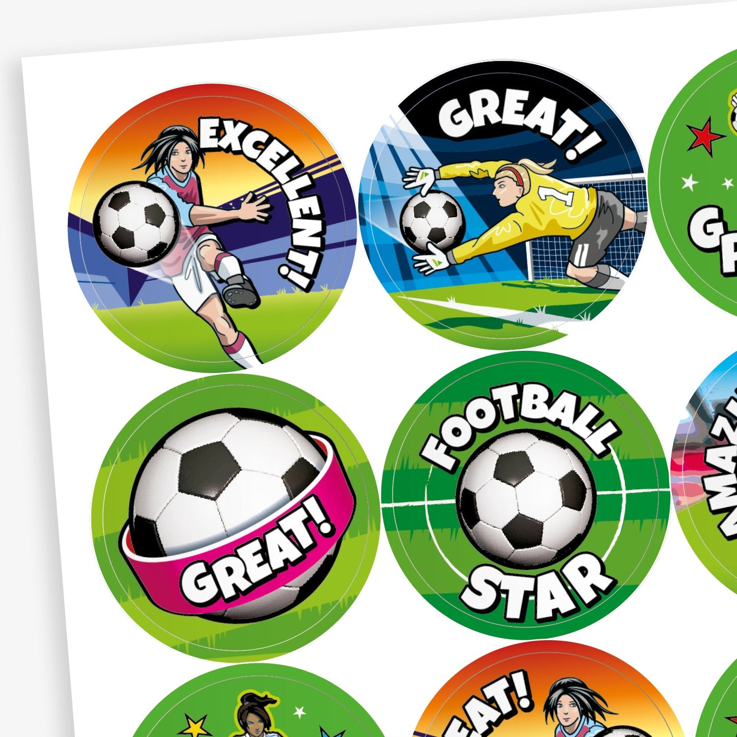 20 Female Football Stickers - 32mm