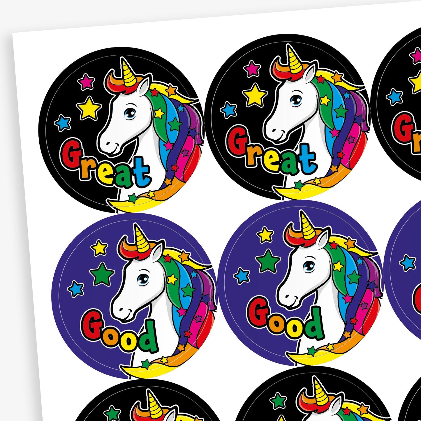 Bright Unicorn Stickers - 32mm