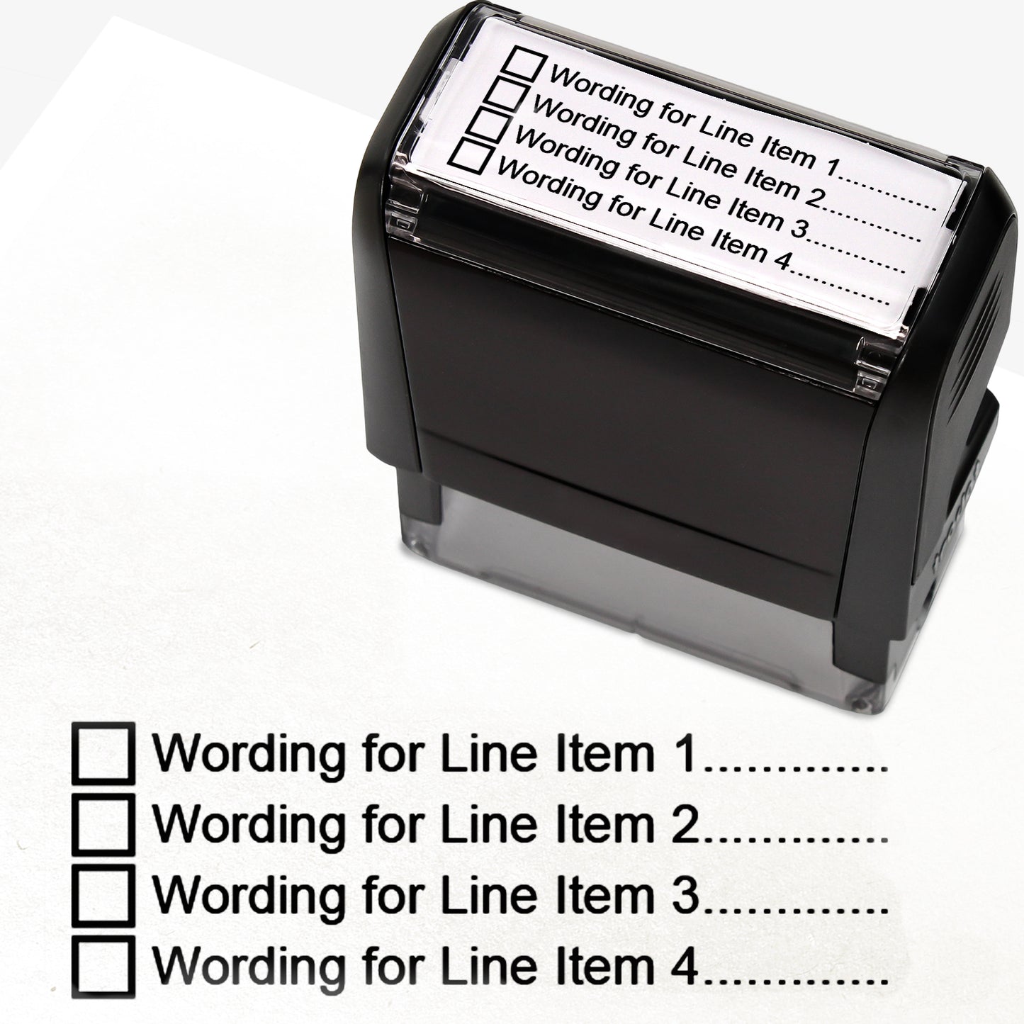 Personalised 4 Tick Box Stamper - 59 x 21mm