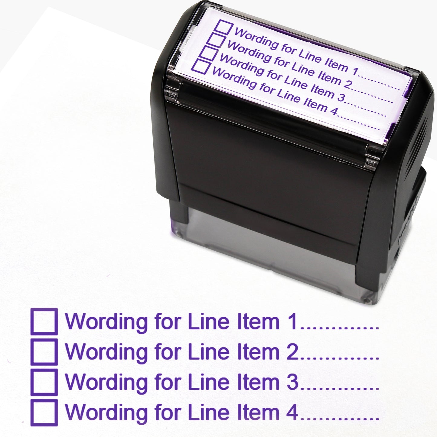 Personalised 4 Tick Box Stamper - 59 x 21mm