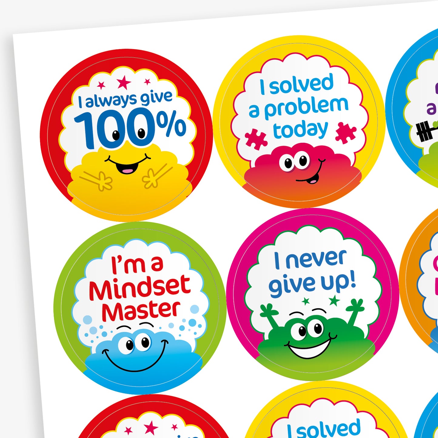 Growth Mindset Brain Stickers - 32mm