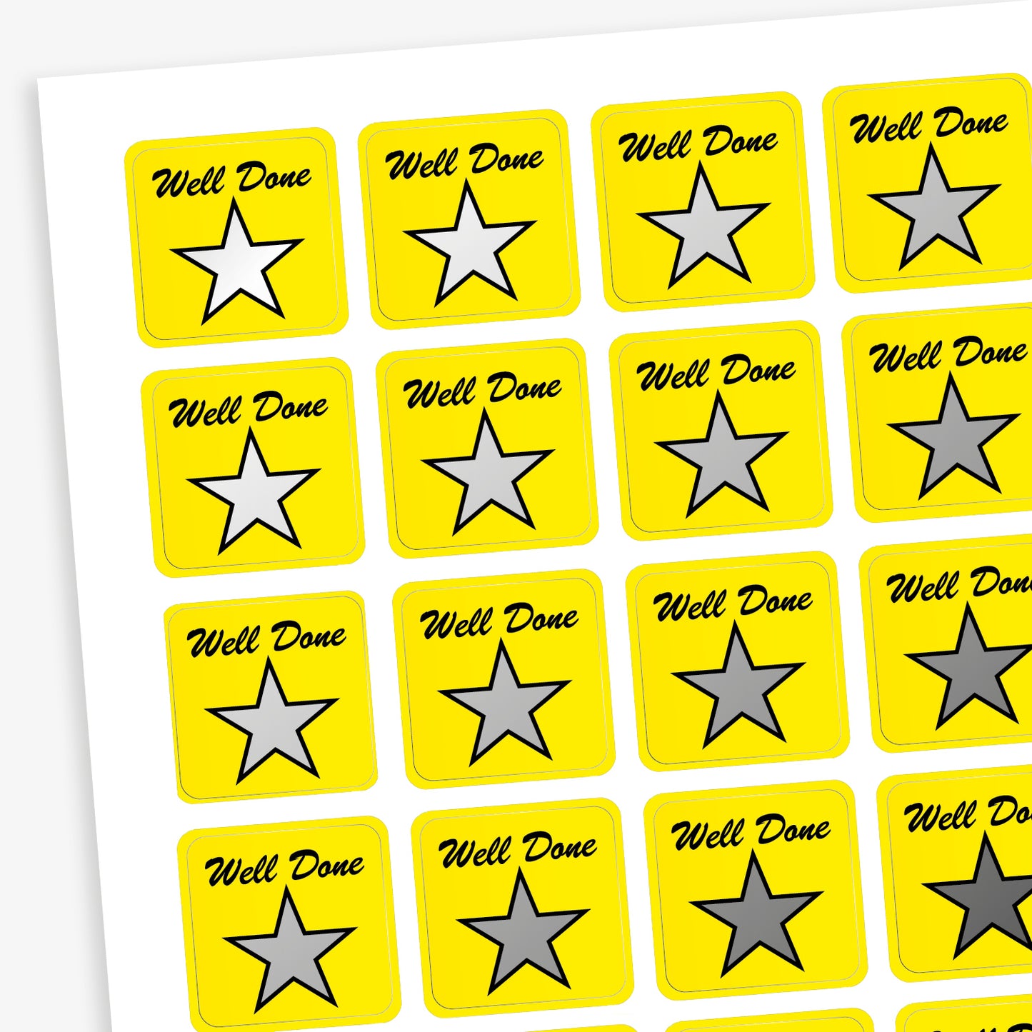 140 Metallic Well Done Star Stickers - 16mm