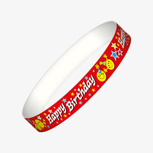 10 Happy Birthday Smiley Wristbands