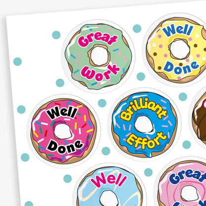 45 Vanilla Scented Doughnut Stickers - 32mm