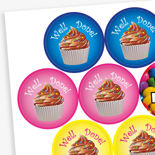 45 Chocolate Scented Assorted Well Done Stickers - 32mm