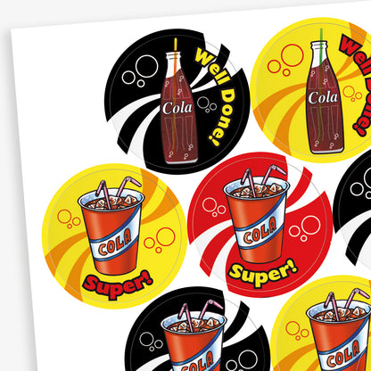 45 Cola Scented Drinks Stickers - 32mm