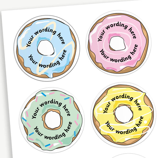 Personalised Vanilla Scented Doughnut Stickers - 37mm