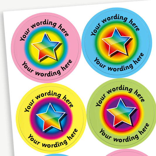 Personalised Sherbet Scented Rainbow Star Stickers - 37mm
