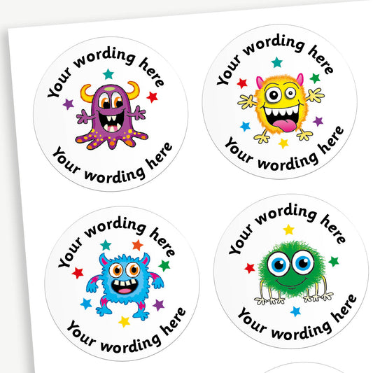 Personalised Bubblegum Scented Monster Stickers - 37mm