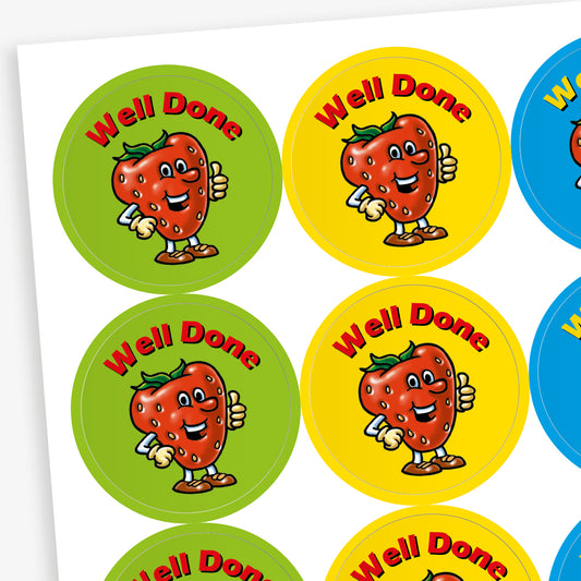 Strawberry Scented Well Done Stickers - 32mm