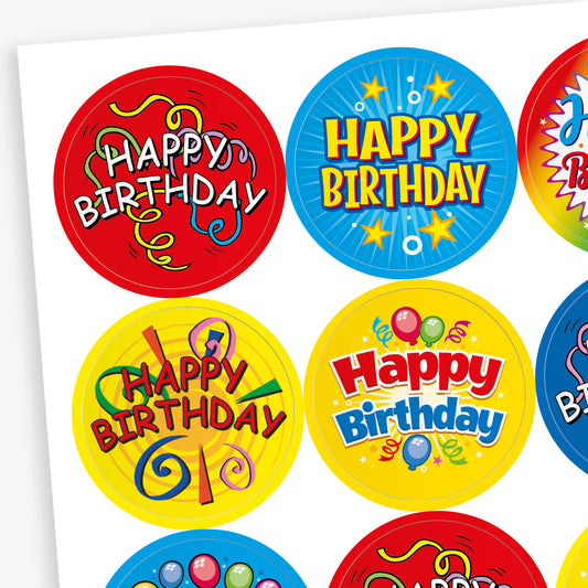 Strawberry Scented Happy Birthday Stickers - 32mm