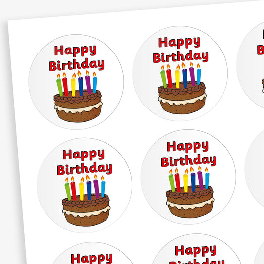 Chocolate Scented Happy Birthday Stickers - 32mm