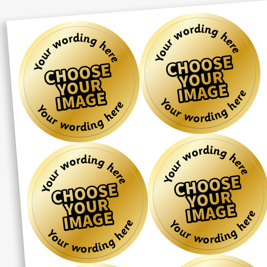 35 Design Your Own Metallic Gold Stickers - 37mm